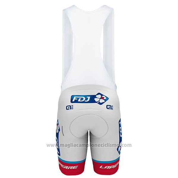 2017 Abbigliamento Ciclismo FDJ Bianco Manica Corta e Salopette